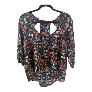 Maude Multicolor Floral Blouse with Cutout Back